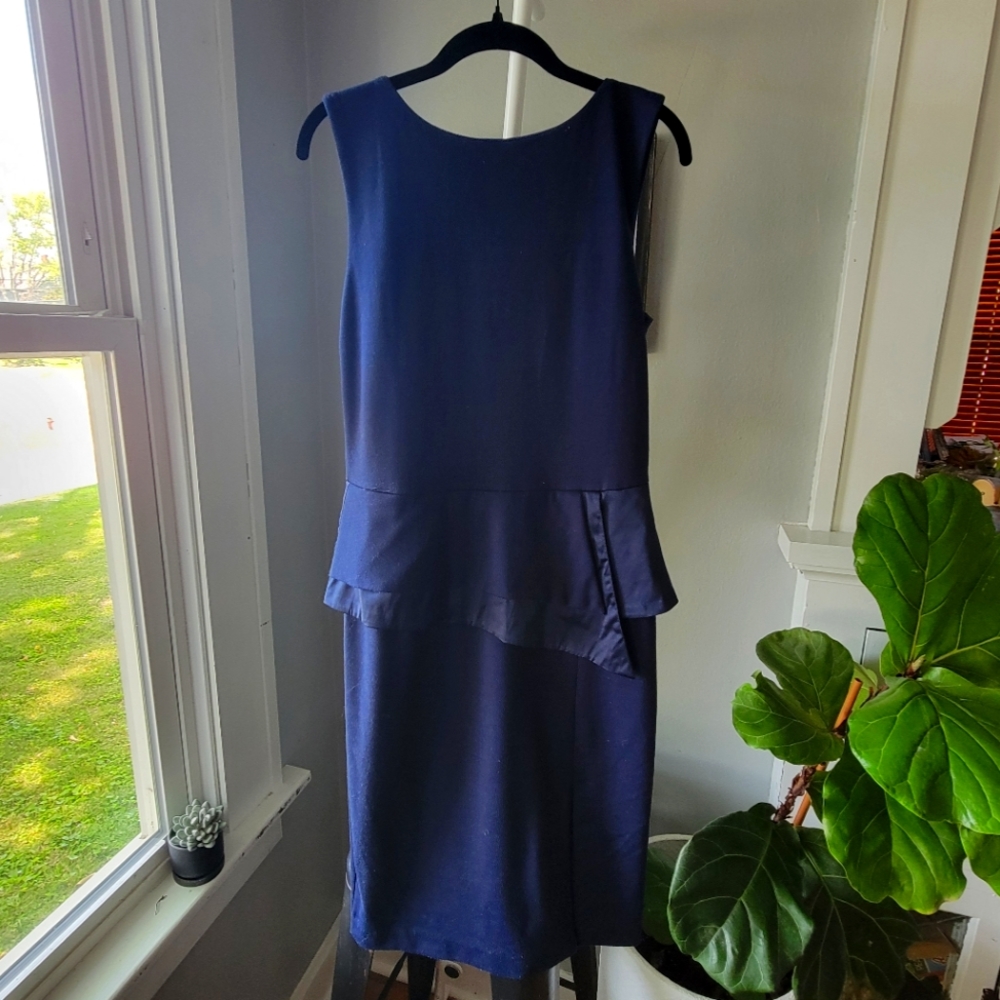 Navy blue peplum pencil dress size large